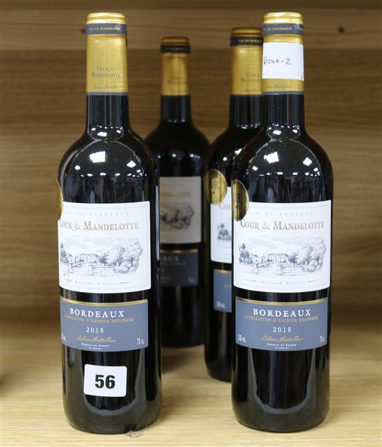 Five bottles Bordeaux Cour de Mandelotte, 2015